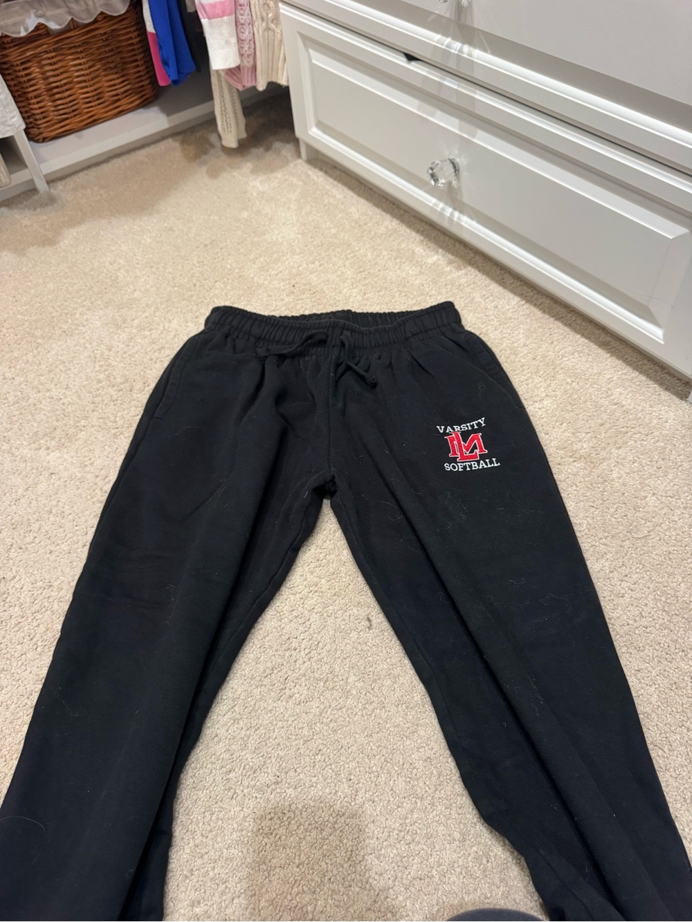 Varsity Softball Black Kids Sweatpants